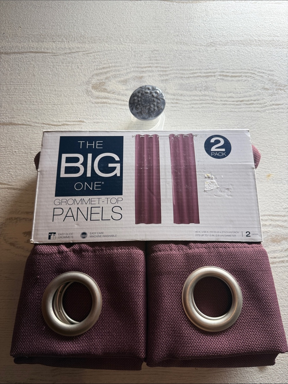 NWT Big One grommet top drapery panels. 2 pieces. 40x84  wine maroon rose color